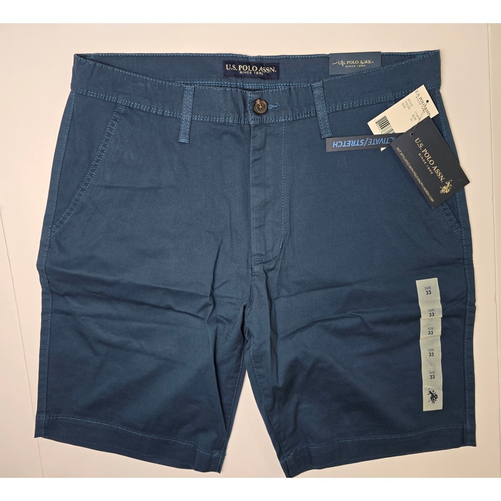 U.S. Polo Assn. Mason Shorts Mens 33 Blue Stretch 9" Inseam Chino NWT